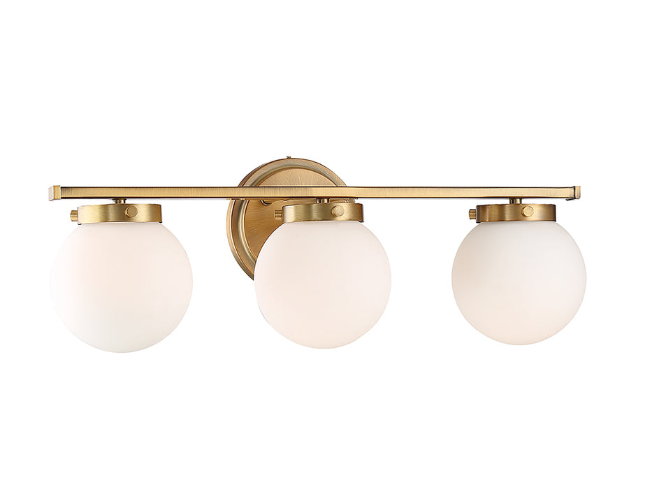 Meridian M80023NB Three Light Bathroom Vanity Light, Natural Brass