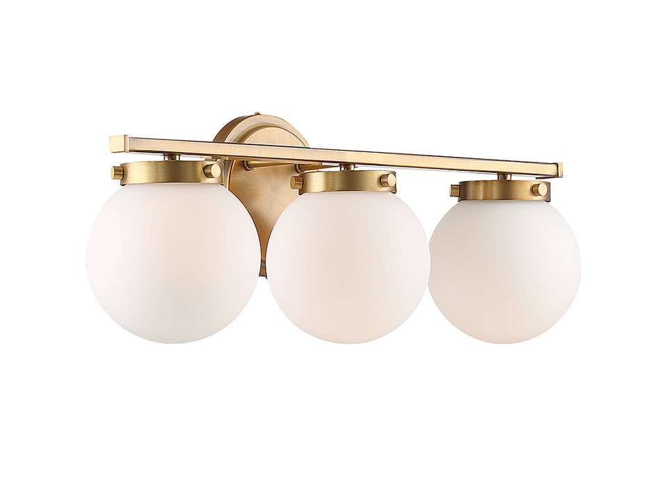 Meridian M80023NB Three Light Bathroom Vanity Light, Natural Brass
