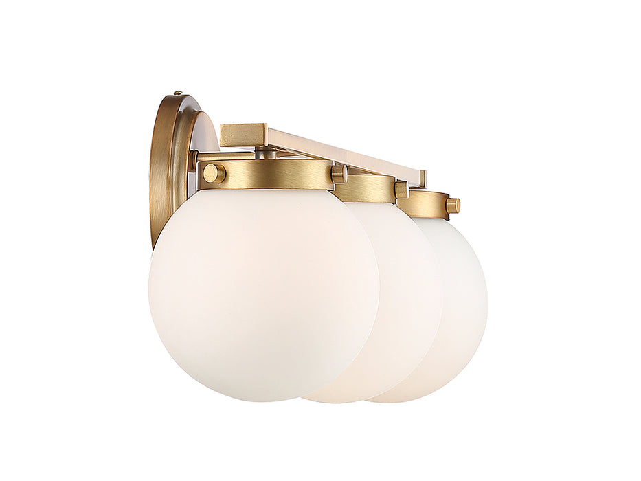 Meridian M80023NB Three Light Bathroom Vanity Light, Natural Brass