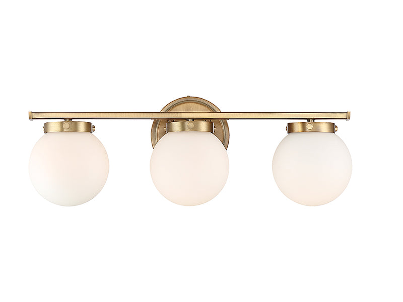 Meridian M80023NB Three Light Bathroom Vanity Light, Natural Brass