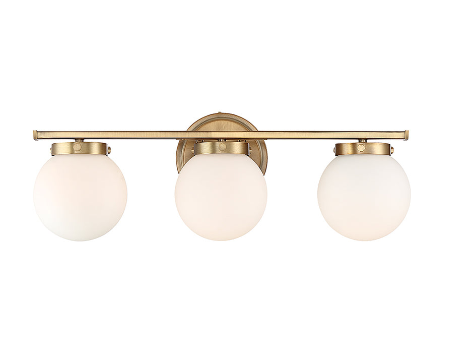 Meridian M80023NB Three Light Bathroom Vanity Light, Natural Brass