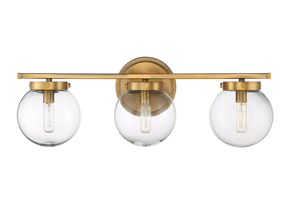 Meridian M80024NB Three Light Bathroom Vanity Light, Natural Brass