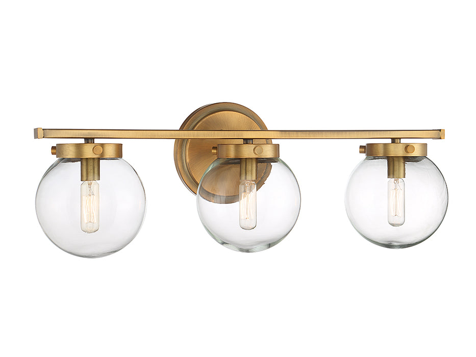 Meridian M80024NB Three Light Bathroom Vanity Light, Natural Brass
