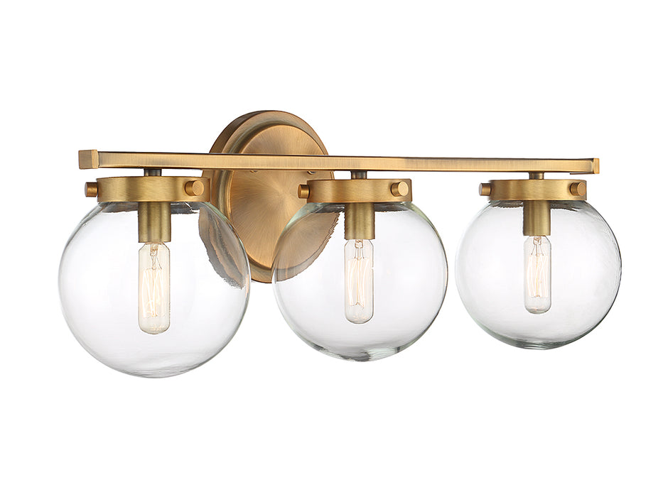 Meridian M80024NB Three Light Bathroom Vanity Light, Natural Brass