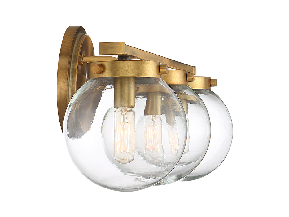 Meridian M80024NB Three Light Bathroom Vanity Light, Natural Brass