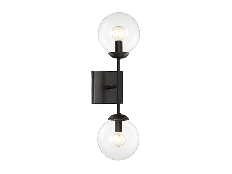 Meridian M90001-BK Two Light Wall Sconce, Black