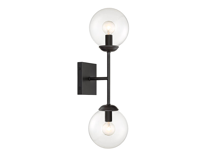 Meridian M90001-BK Two Light Wall Sconce, Black
