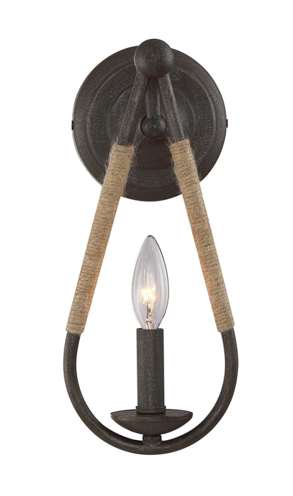 Meridian M90002RN One Light Wall Sconce, Rusty Nail with Rope