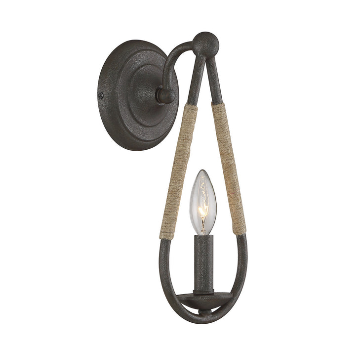 Meridian M90002RN One Light Wall Sconce, Rusty Nail with Rope