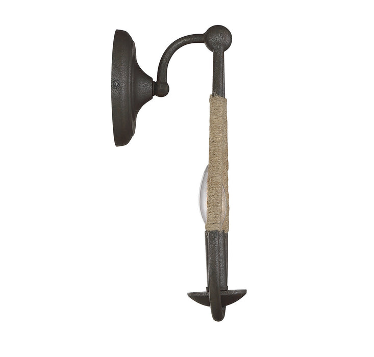 Meridian M90002RN One Light Wall Sconce, Rusty Nail with Rope