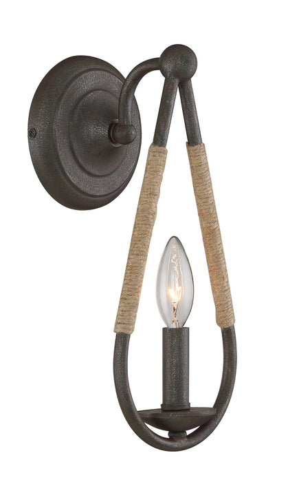 Meridian M90002RN One Light Wall Sconce, Rusty Nail with Rope