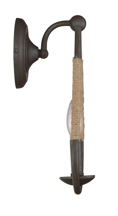 Meridian M90002RN One Light Wall Sconce, Rusty Nail with Rope