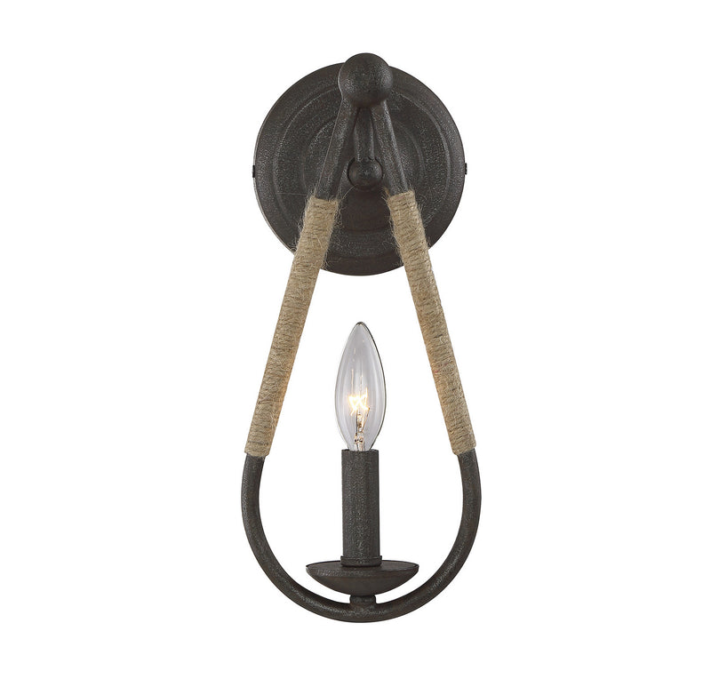 Meridian M90002RN One Light Wall Sconce, Rusty Nail with Rope