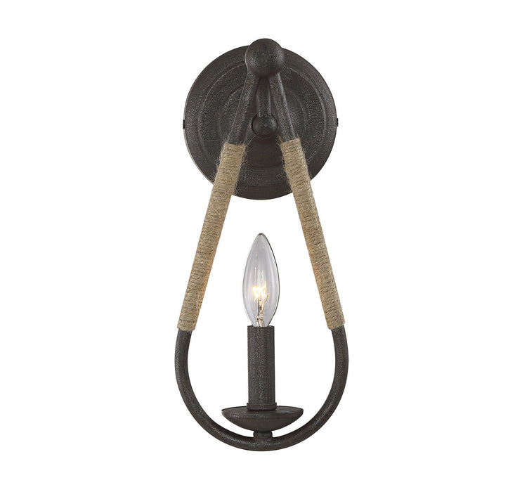 Meridian M90002RN One Light Wall Sconce, Rusty Nail with Rope