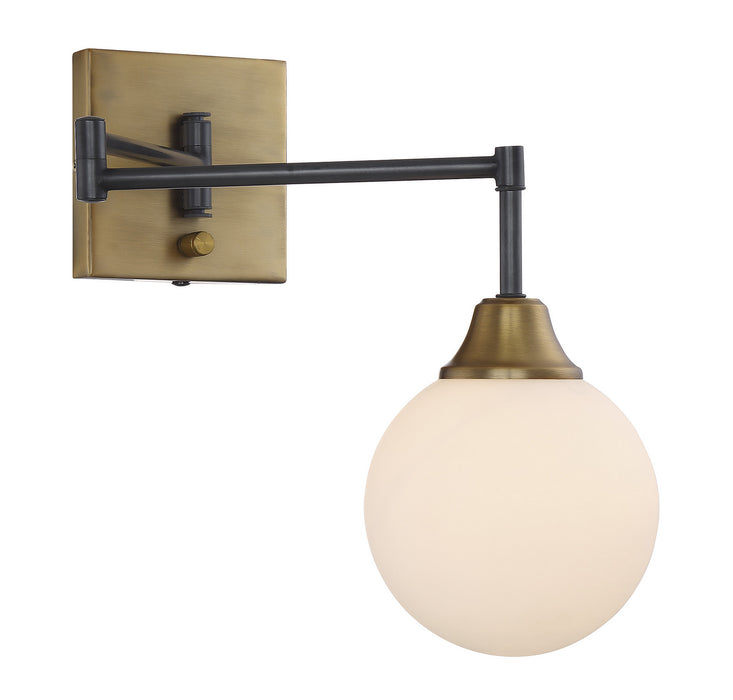 Meridian M90006-79 One Light Wall Sconce, Oiled Rubbed Bronze with Natural Brass