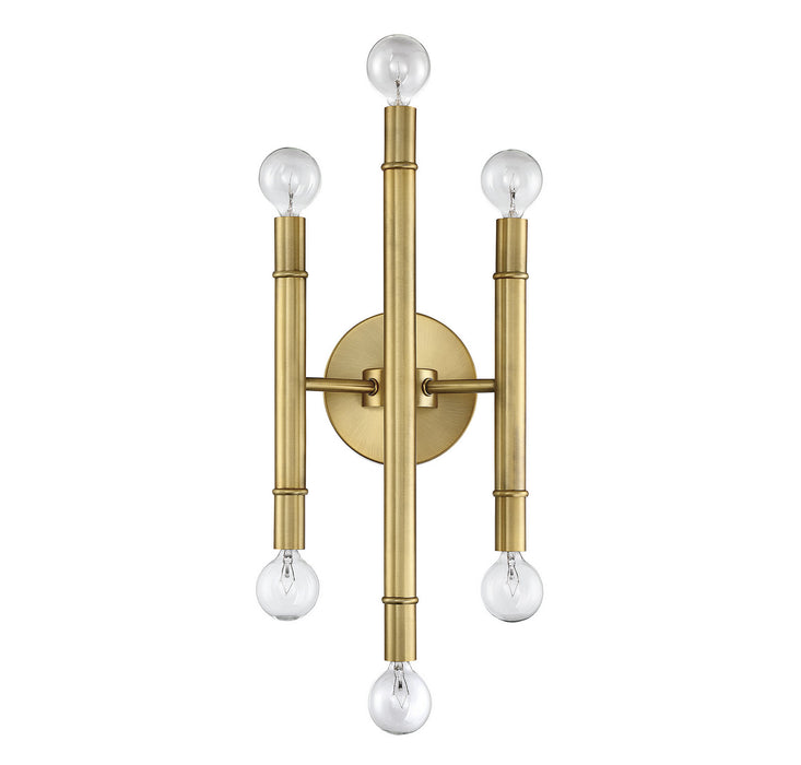 Meridian M90018NB Six Light Wall Sconce, Natural Brass