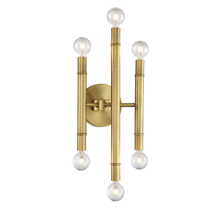 Meridian M90018NB Six Light Wall Sconce, Natural Brass