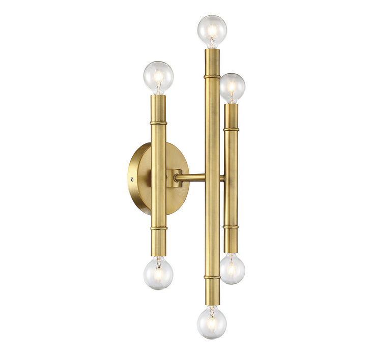 Meridian M90018NB Six Light Wall Sconce, Natural Brass