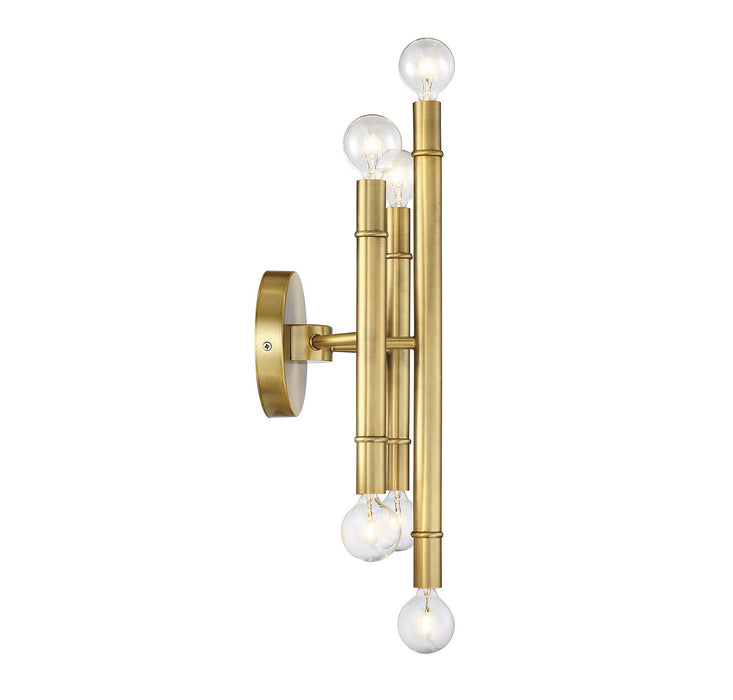 Meridian M90018NB Six Light Wall Sconce, Natural Brass