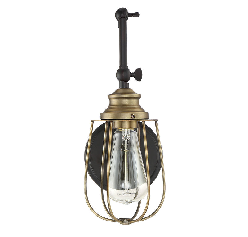 Meridian M90022ORBNB One Light Wall Sconce, Oil Rubbed Bronze with Natural Brass