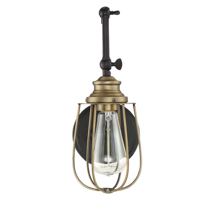 Meridian M90022ORBNB One Light Wall Sconce, Oil Rubbed Bronze with Natural Brass