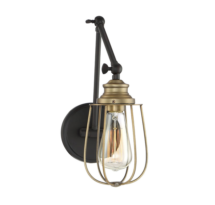 Meridian M90022ORBNB One Light Wall Sconce, Oil Rubbed Bronze with Natural Brass