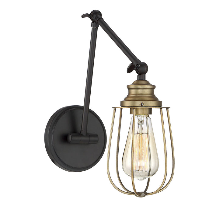 Meridian M90022ORBNB One Light Wall Sconce, Oil Rubbed Bronze with Natural Brass