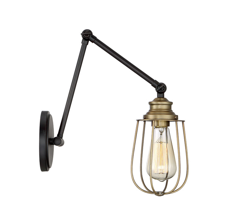 Meridian M90022ORBNB One Light Wall Sconce, Oil Rubbed Bronze with Natural Brass
