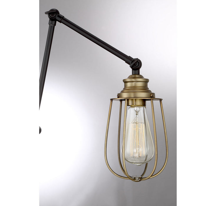 Meridian M90022ORBNB One Light Wall Sconce, Oil Rubbed Bronze with Natural Brass