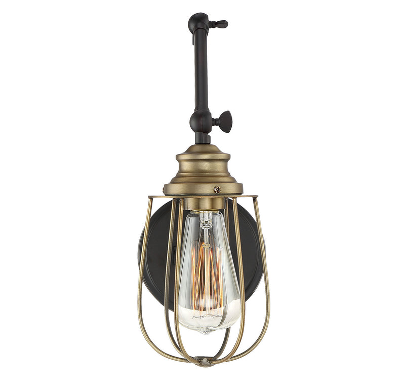 Meridian M90022ORBNB One Light Wall Sconce, Oil Rubbed Bronze with Natural Brass