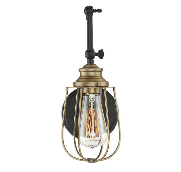 Meridian M90022ORBNB One Light Wall Sconce, Oil Rubbed Bronze with Natural Brass