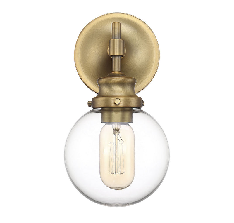 Meridian M90024NB One Light Wall Sconce, Natural Brass