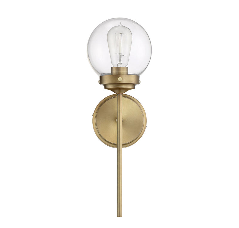 Meridian M90025NB One Light Wall Sconce, Natural Brass