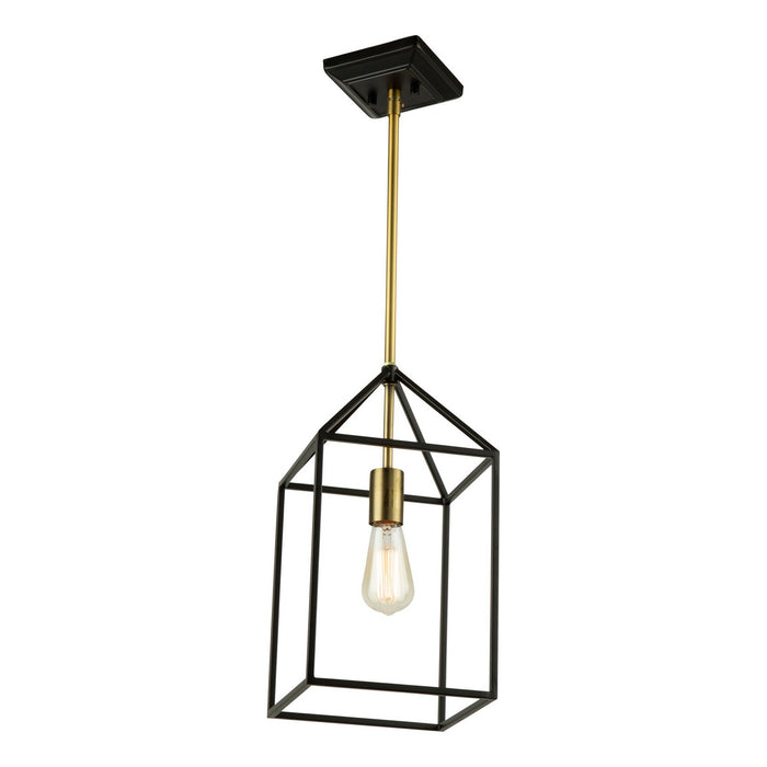 Artcraft SC13071 One Light Chandelier, Matte Black & Harvest Brass