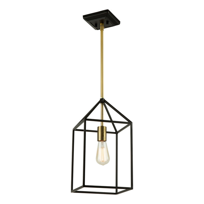 Artcraft SC13071 One Light Chandelier, Matte Black & Harvest Brass