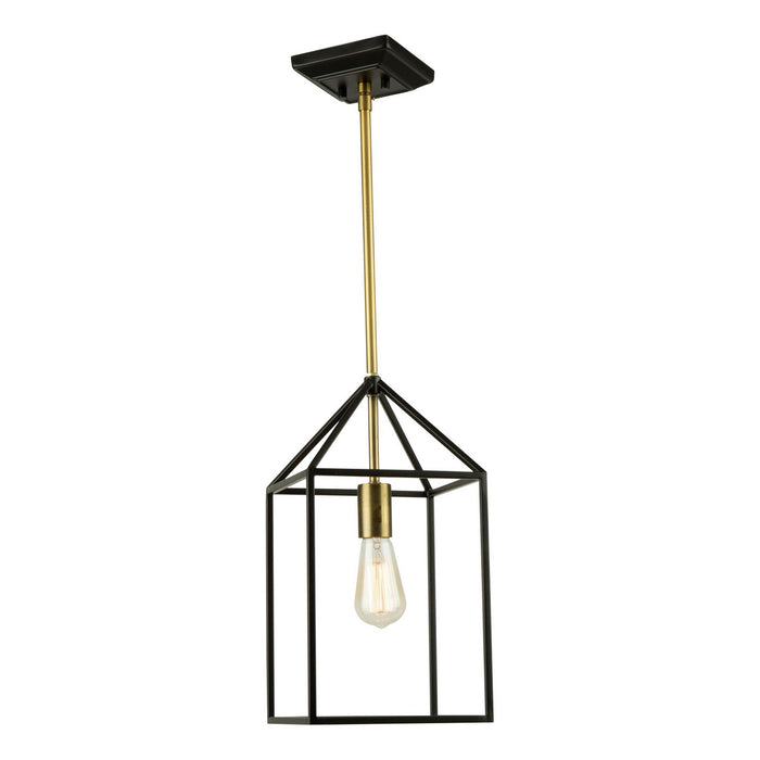 Artcraft SC13071 One Light Chandelier, Matte Black & Harvest Brass