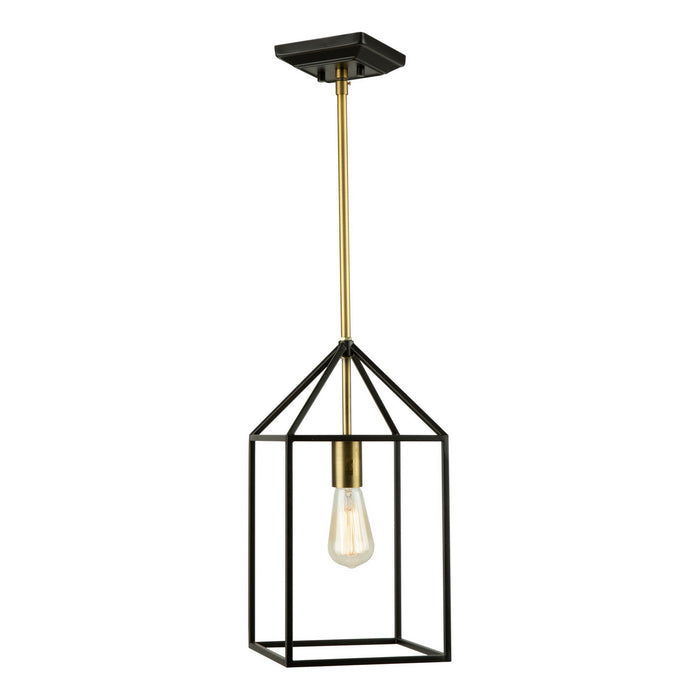 Artcraft SC13071 One Light Chandelier, Matte Black & Harvest Brass