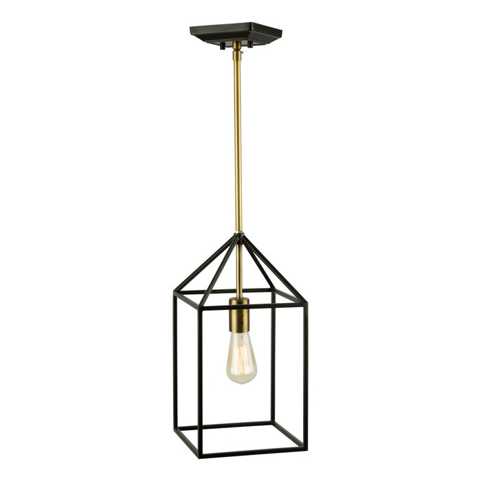 Artcraft SC13071 One Light Chandelier, Matte Black & Harvest Brass