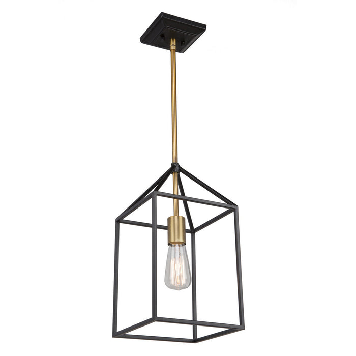 Artcraft SC13071 One Light Chandelier, Matte Black & Harvest Brass