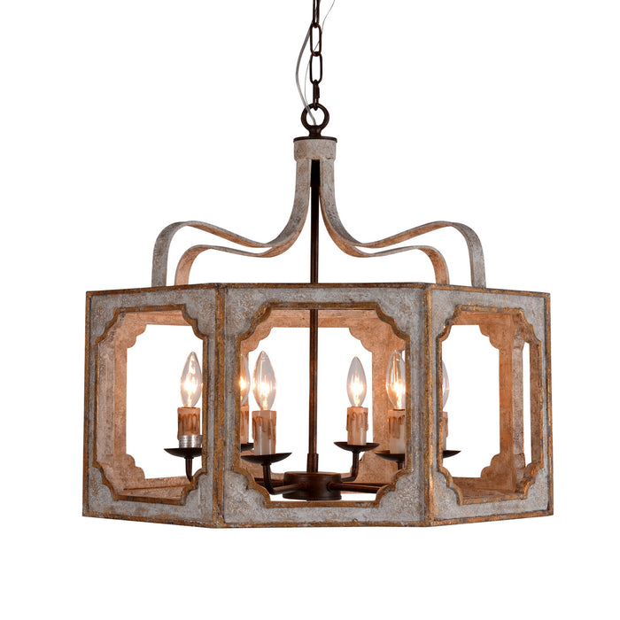 Terracotta Designs H8104S-6 Six Light Chandelier, Antique White/Gold