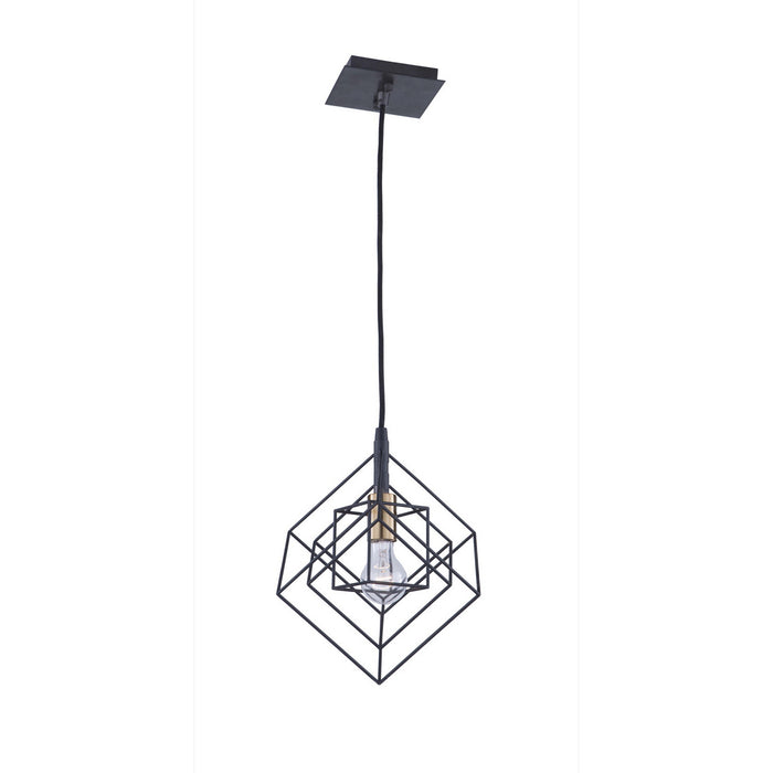 Artcraft AC11117 One Light Pendant, Matte Black & Harvest Brass