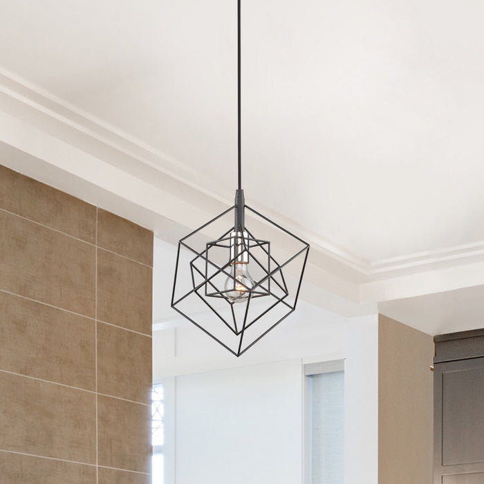 Artcraft AC11117PN One Light Pendant, Matte Black & Polished Nickel