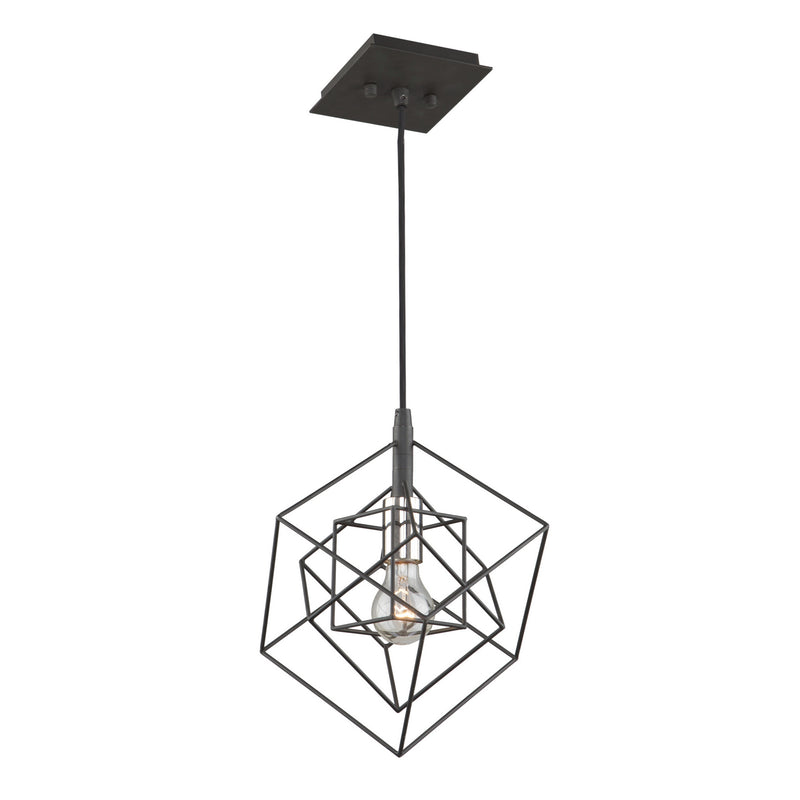 Artcraft AC11117PN One Light Pendant, Matte Black & Polished Nickel
