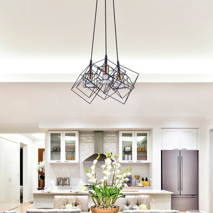 Artcraft AC11118 Three Light Chandelier, Matte Black & Harvest Brass