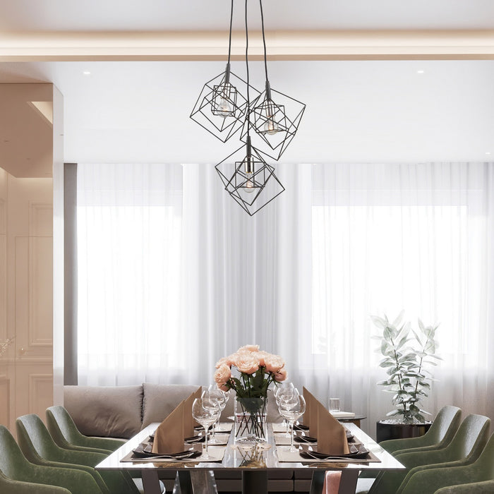Artcraft AC11118PN Three Light Chandelier, Matte Black & Polished Nickel