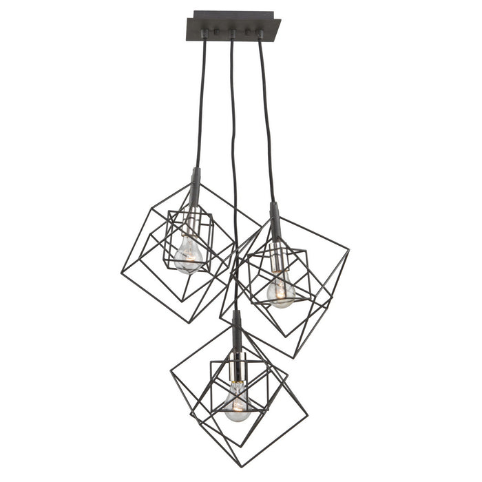 Artcraft AC11118PN Three Light Chandelier, Matte Black & Polished Nickel
