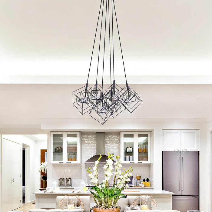 Artcraft AC11119PN Six Light Chandelier, Matte Black & Polished Nickel