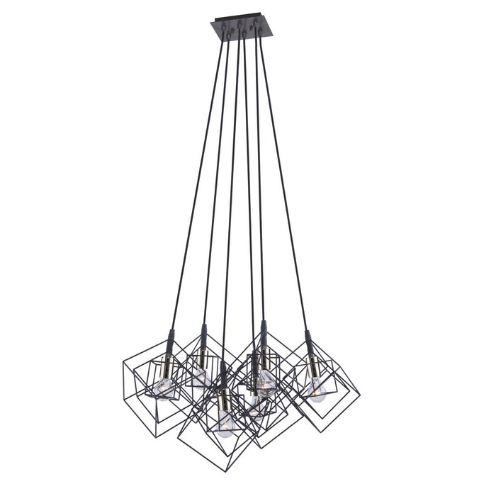 Artcraft AC11119PN Six Light Chandelier, Matte Black & Polished Nickel