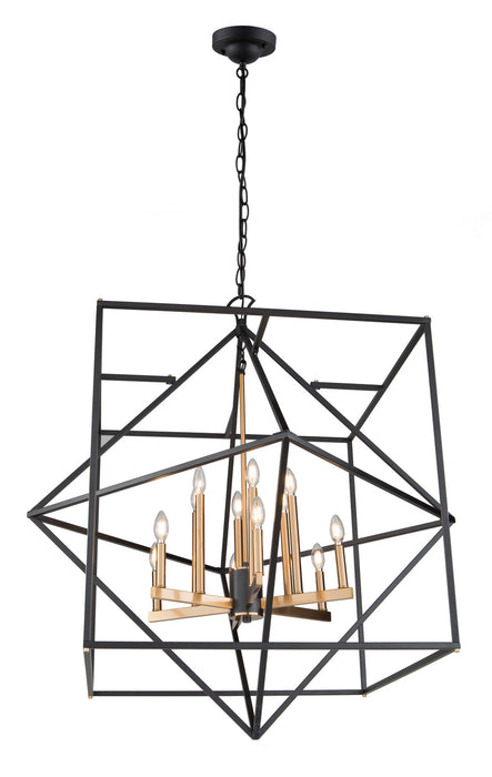 Artcraft AC11202 12 Light Chandelier, Matte Black & Harvest Brass