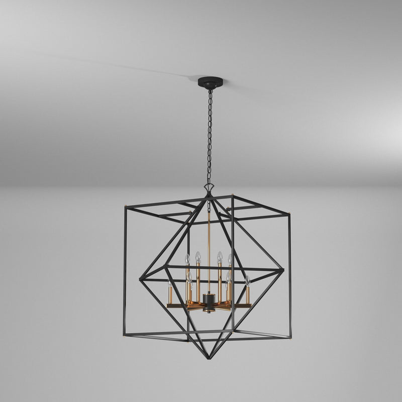 Artcraft AC11202 12 Light Chandelier, Matte Black & Harvest Brass